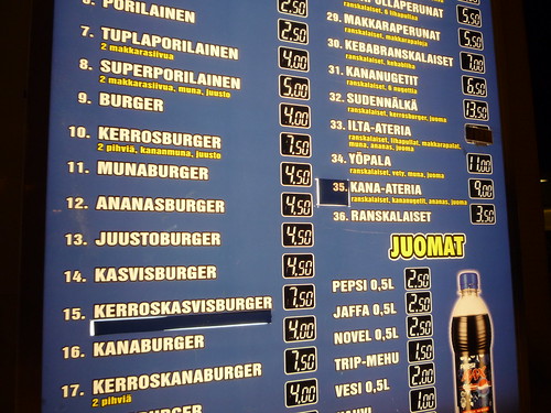 Menu snack Helsinki
