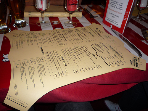 Menu de La Boucherie à Strasbourg