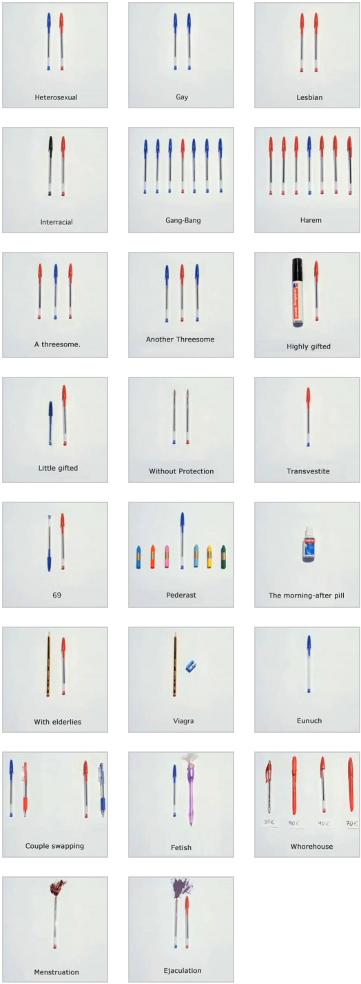 Le sexe expliqué avec des stylos